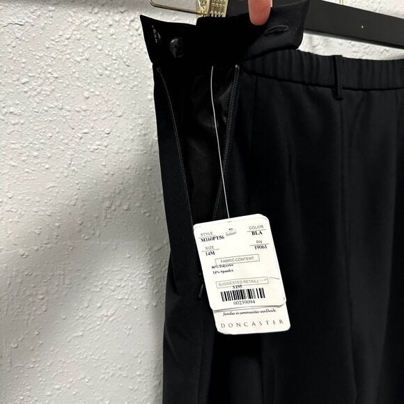 NWT Doncaster Black Wide Leg Trouser Pants Sz 14 Center Fold Pleat Classic Chic - Picture 6 of 8